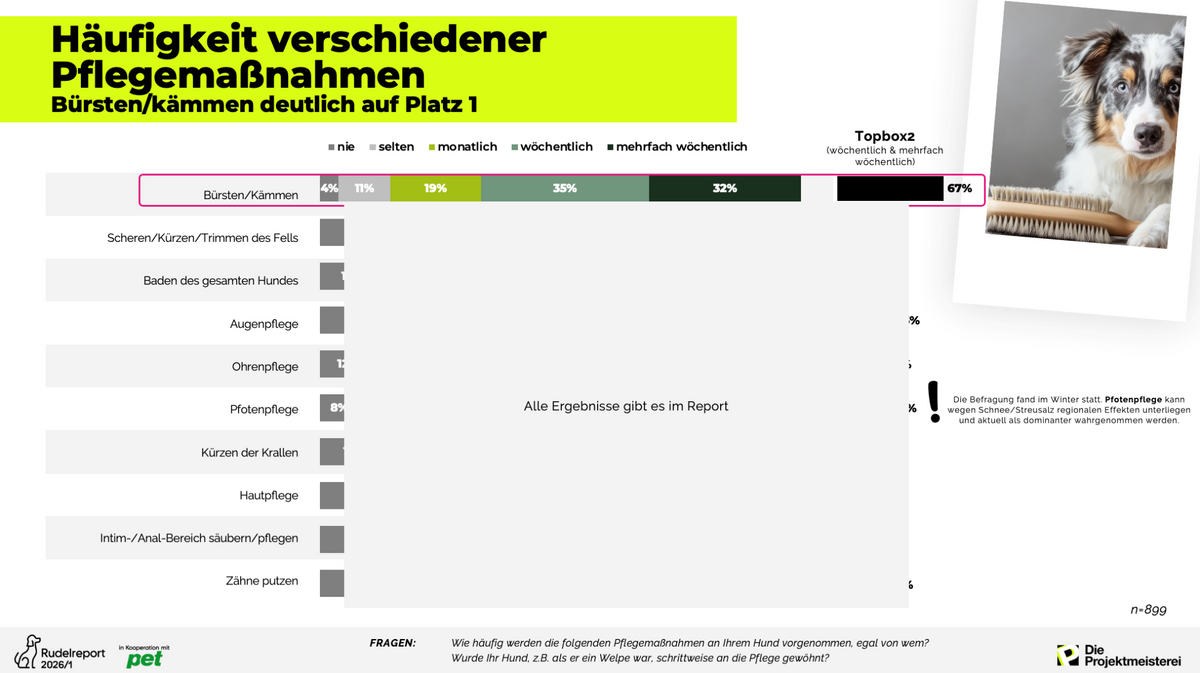 Rudelreport 2026/1 – Häufigkeit verschiedener Pflegemaßnahmen