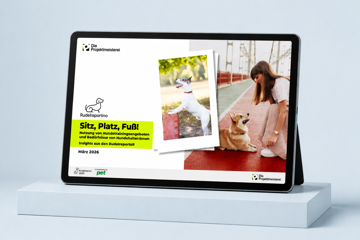 Rudelreportino 2 – Insights zu Hundetraining – Tablet-Mockup in hellblau
