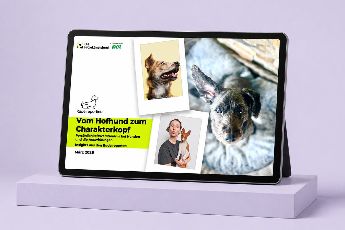 Rudelreportino 3 – Persönlichkeit des Hundes – Tablet-Mockup in lavendel